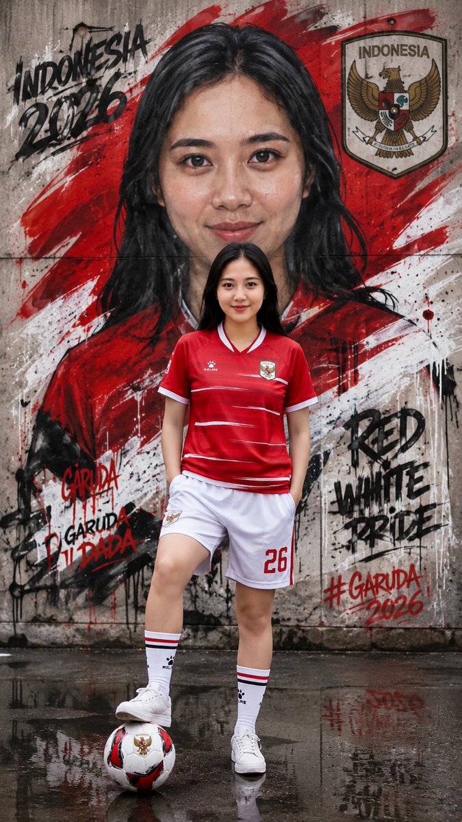 Indonesia Graffiti Football Poster AI image template preview
