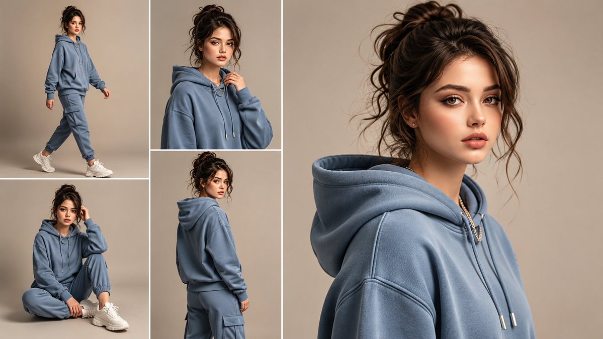 Anonymous Tracksuit Lookbook Collage AI image template preview