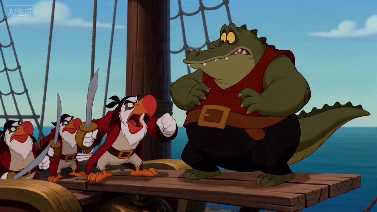 Vintage Disney Style Pirate Crocodile Animation AI template preview