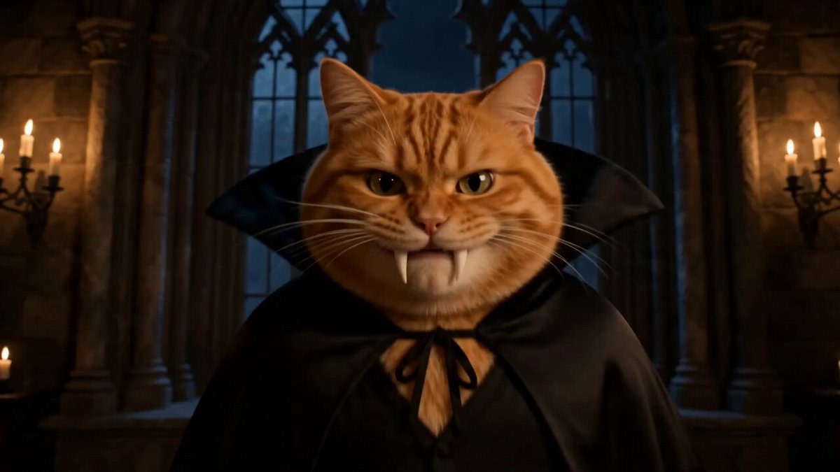 Vampire Cat Dark Comedy Sequence AI template preview