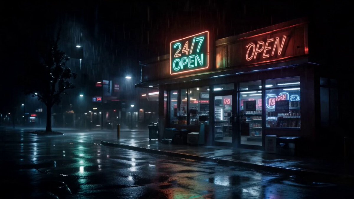 Cinematic Raccoon Convenience Store Shift Prompt AI template preview