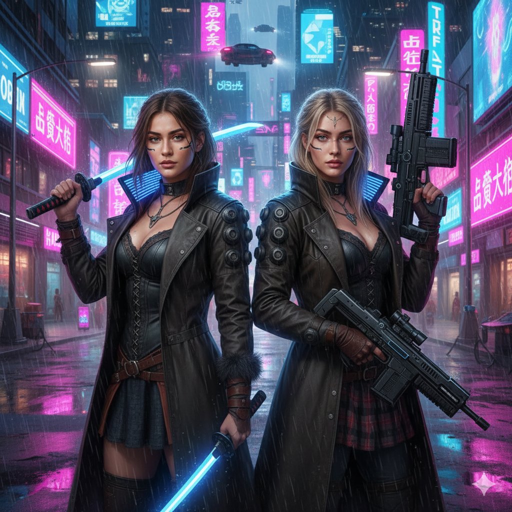 Cyberpunk Motorcycle Chase in Neon Megacity AI image template preview