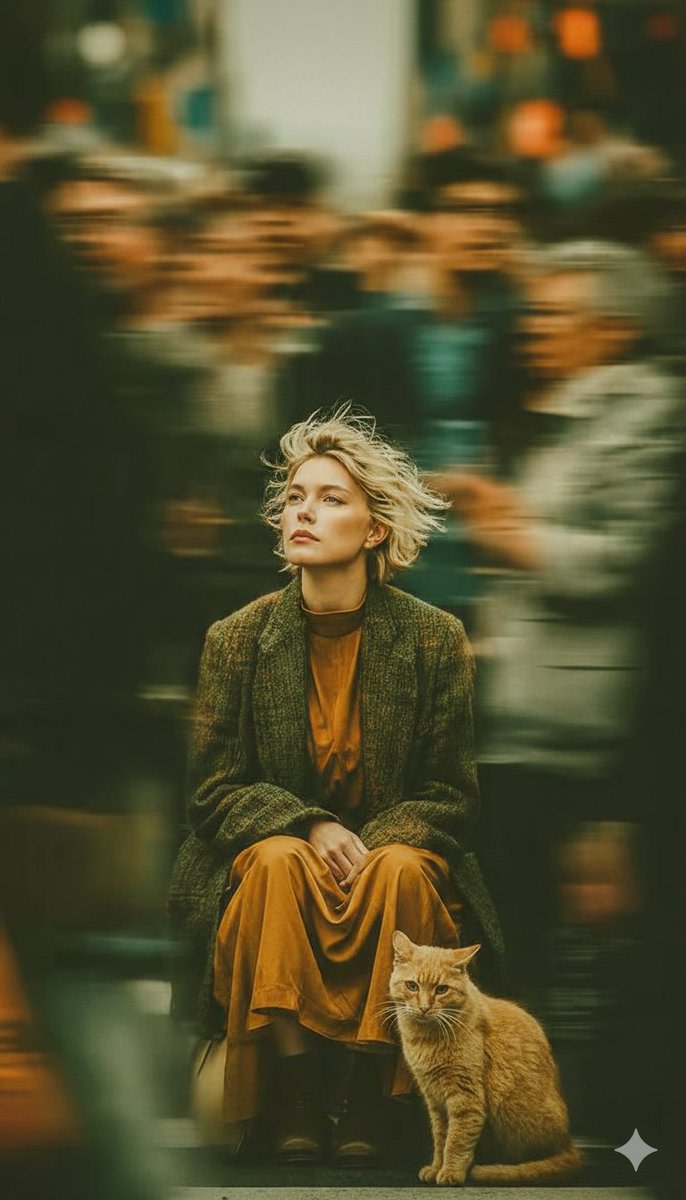 Long-Exposure Cinematic Street Photography Portrait AI image template preview
