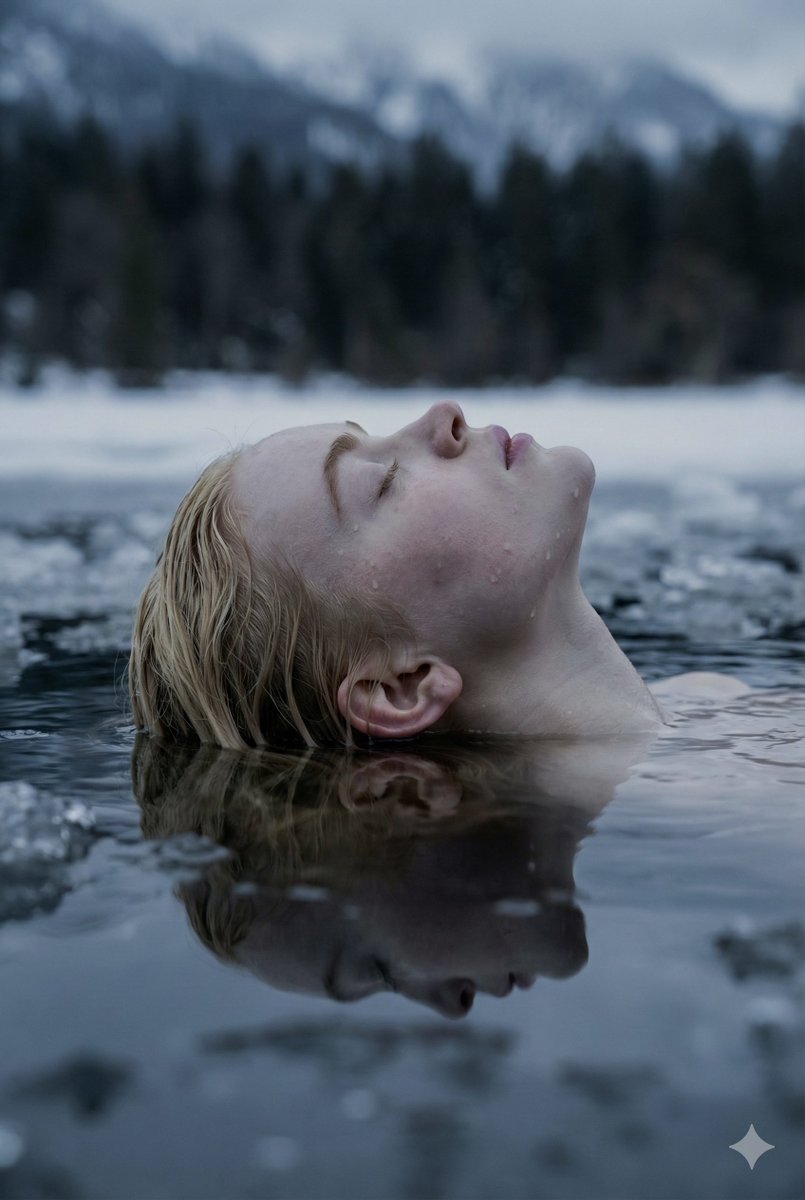 Ethereal Submerged Portrait in Icy Water AI image template preview