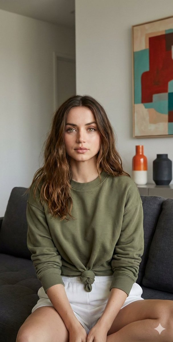 Ana de Armas Editorial Lifestyle Portrait in Modern Interior AI image template preview