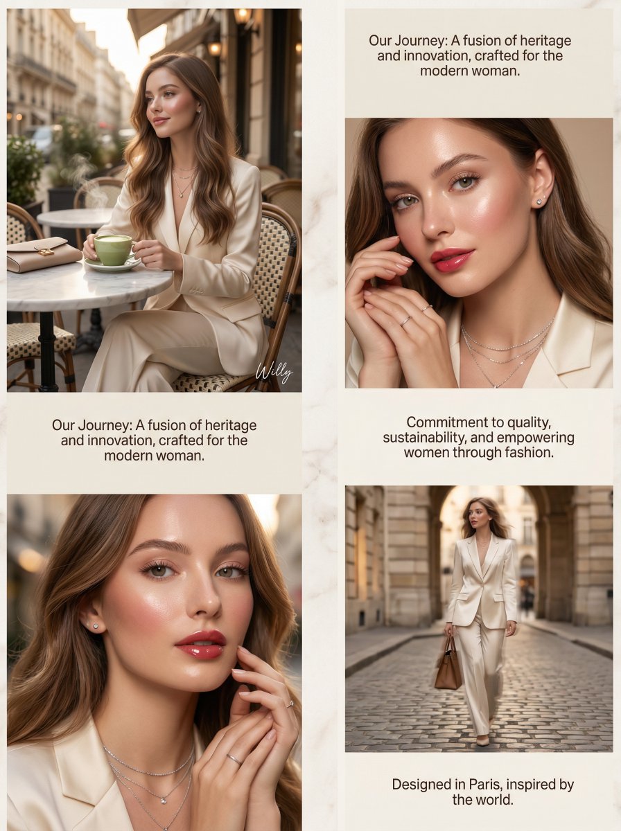 Luxury Brand About Page Storytelling Layout AI image template preview