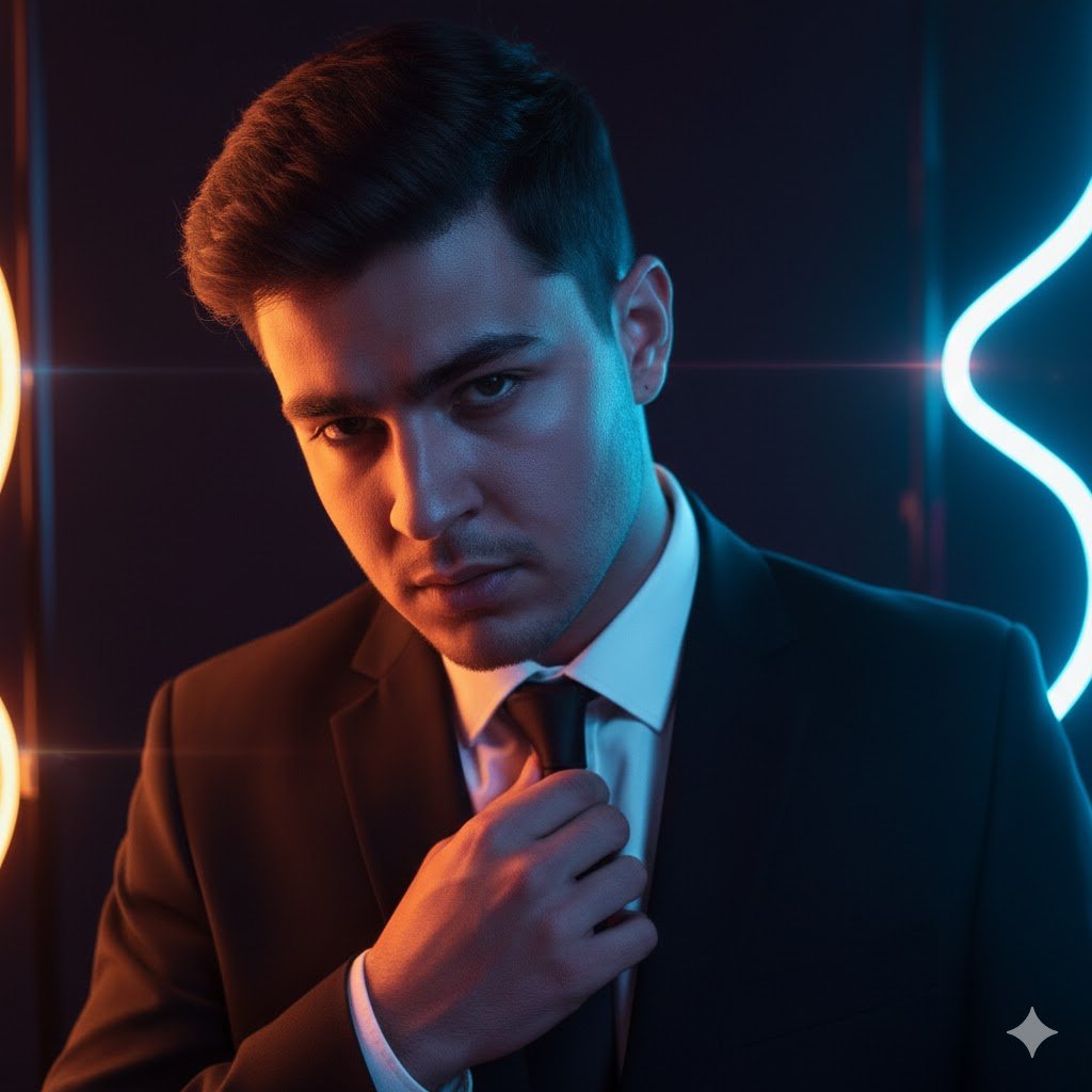 Futuristic Noir Cinematic Portrait AI image template preview
