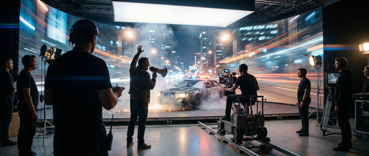 Cinematic Studio Shot of a Soccer Commercial Set AI image template preview