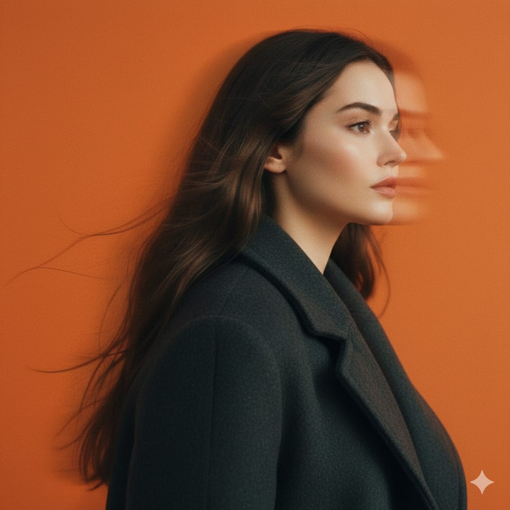 Cinematic Panning Studio Portrait with Motion Blur AI image template preview