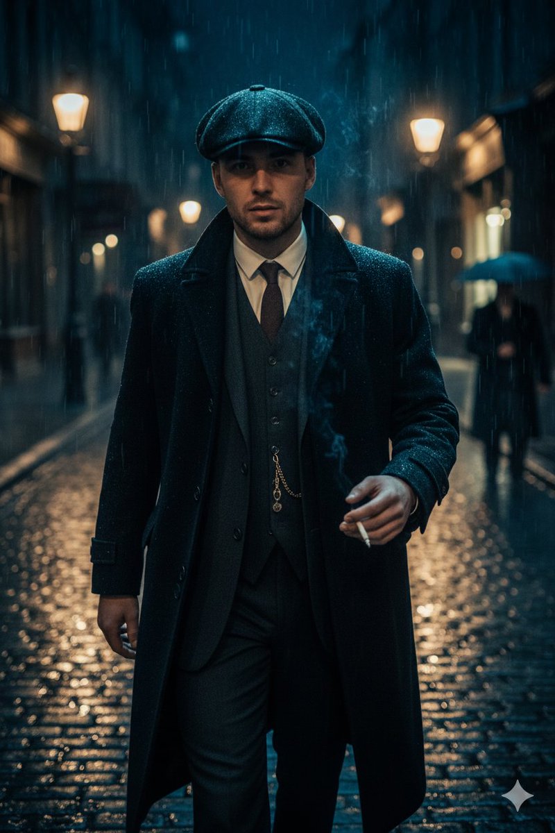 Neo-Noir 1920s Gangster Portrait AI image template preview