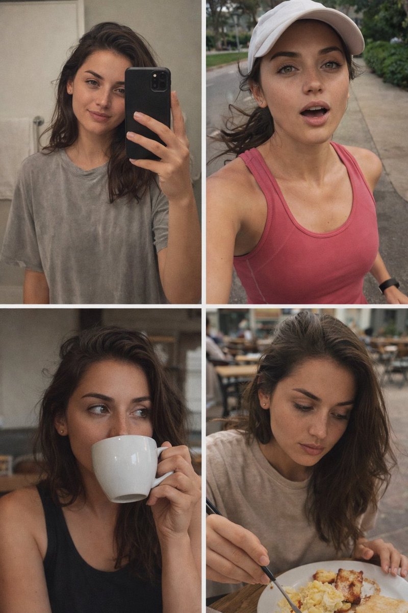 Ana de Armas Daily Routine Grid Prompt (Identity Lock) - Duplicate AI image template preview