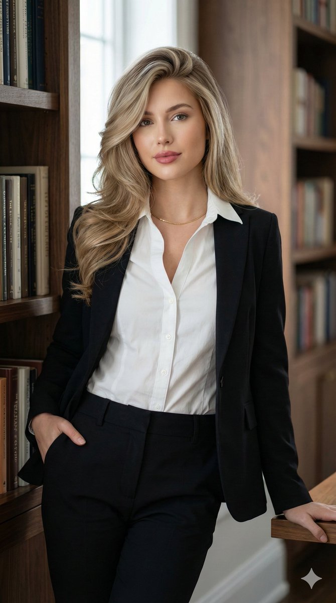 Corporate Chic Portrait in an Executive Office AI image template preview