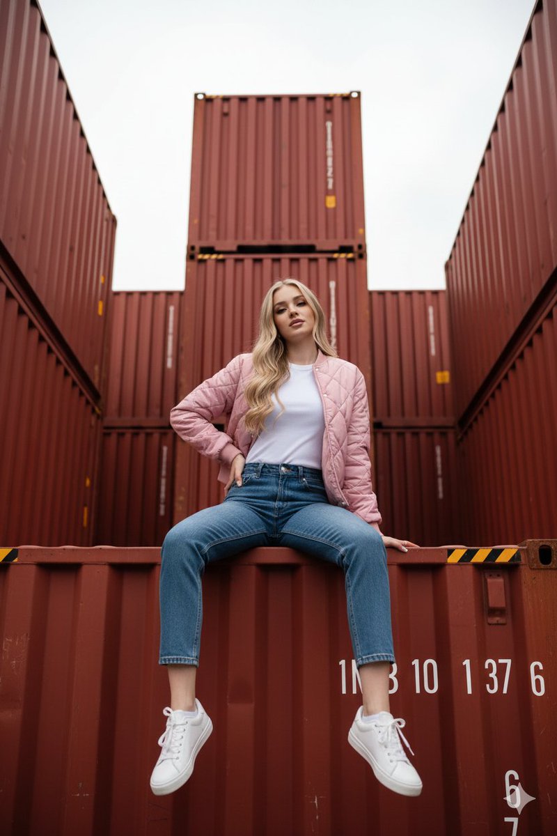 Industrial Shipping Container Streetwear Portrait Prompt AI image template preview