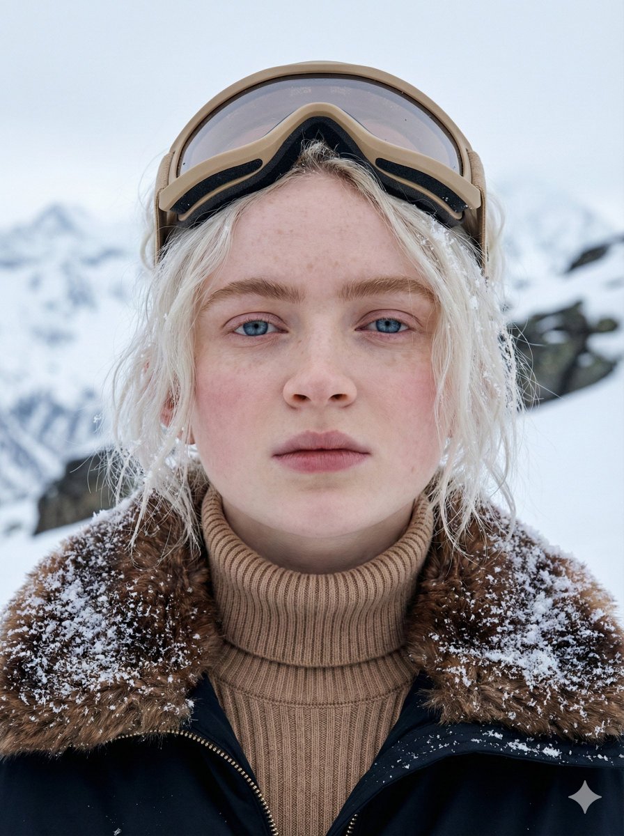 Cinematic Close-up Portrait in Alpine Environment AI image template preview