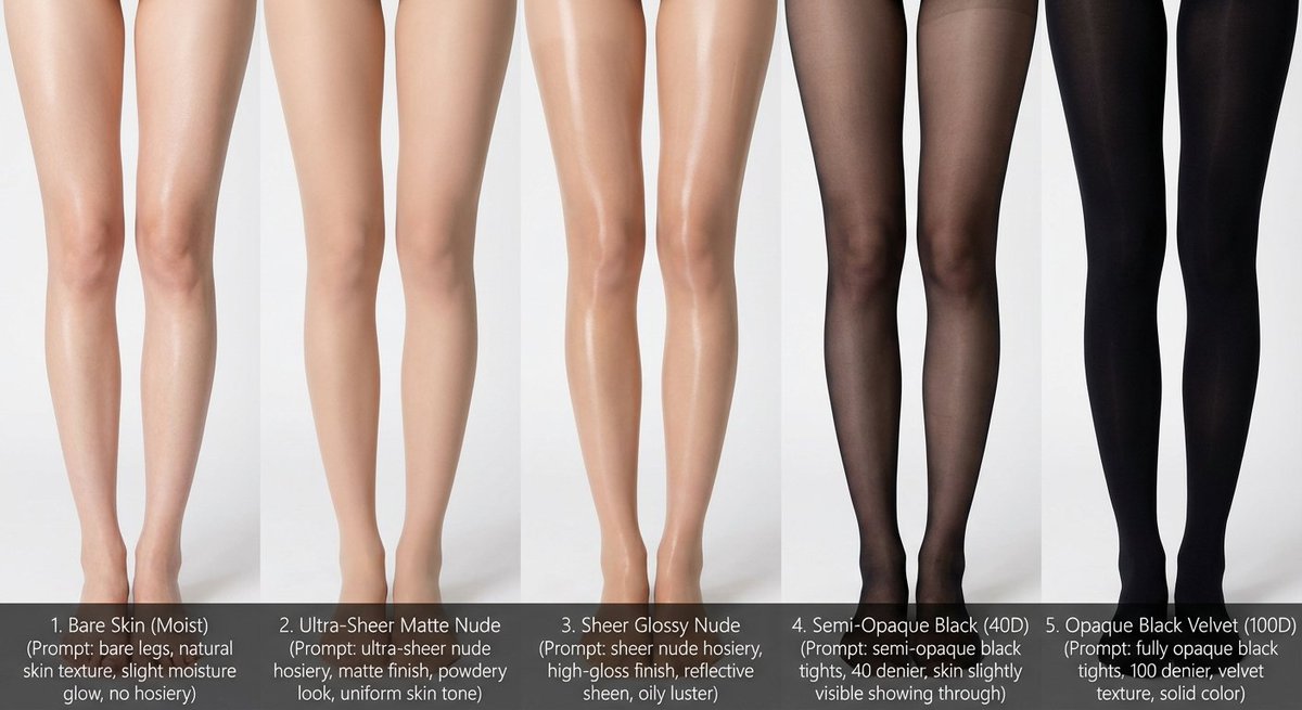 Comparative Infographic Grid Generator Prompt (Legs and Stockings) AI image template preview