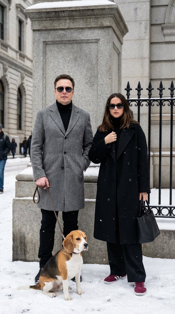 Sophisticated Urban Winter Couple Portrait AI image template preview