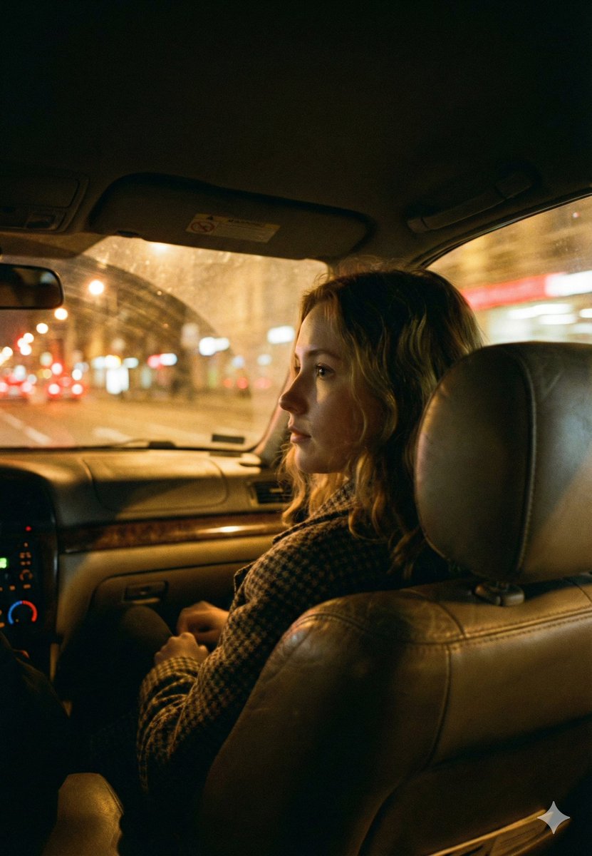 Cinematic Night Car Interior Portrait AI image template preview