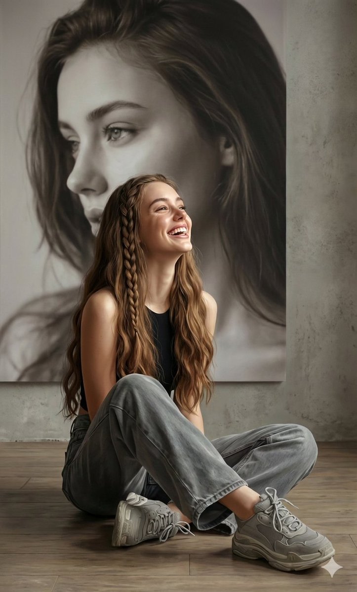 Hyperrealistic Portrait with Monochrome Profile Background AI image template preview