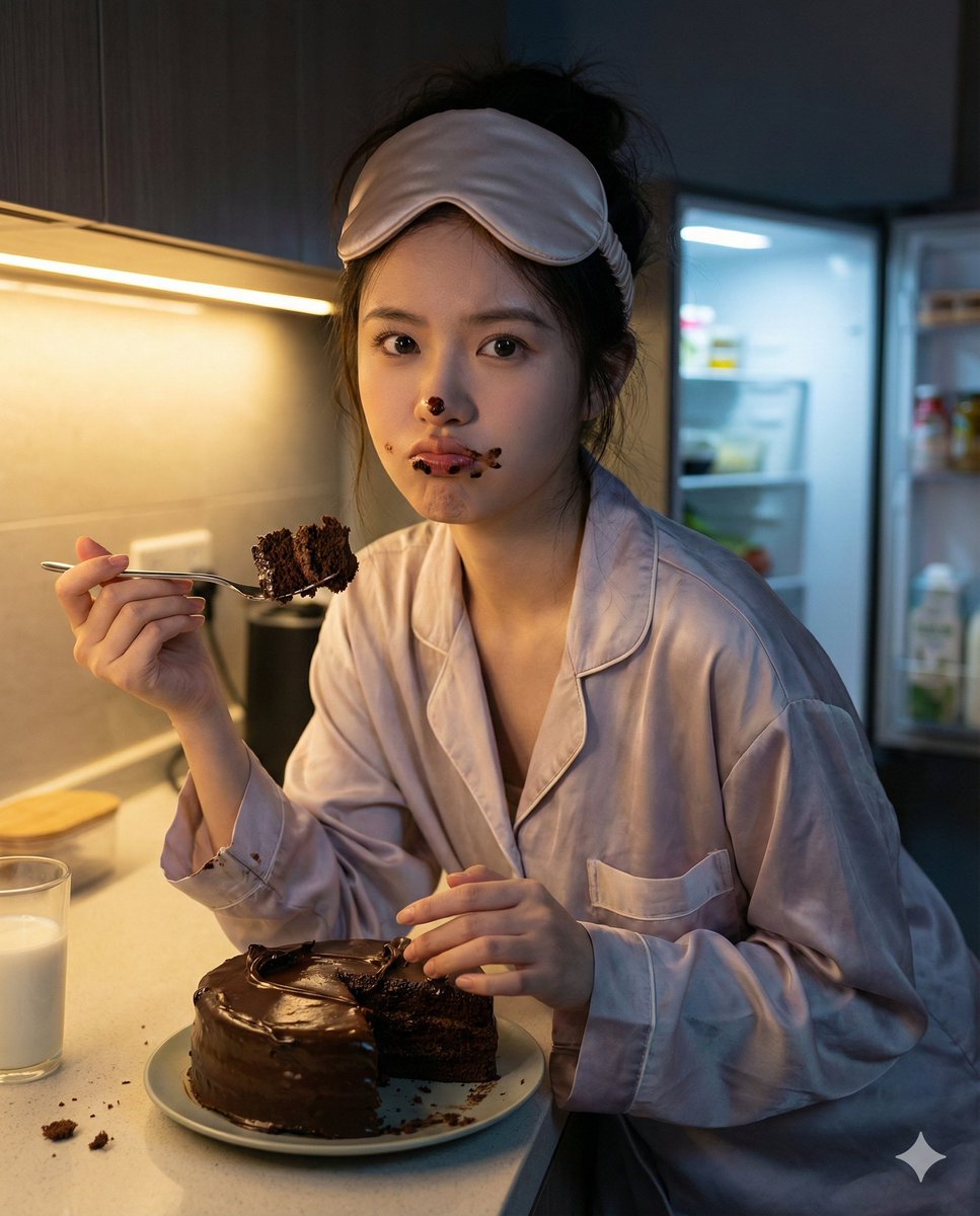 Nano Banana Pro Hyper-Realistic Midnight Snack Portrait Prompt AI image template preview