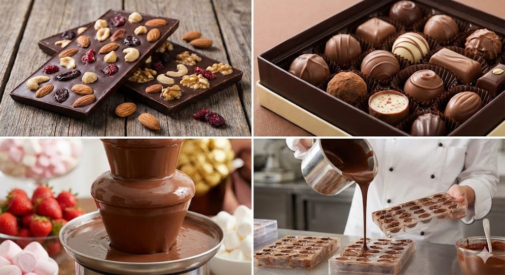 Gourmet Chocolate Collection 2x2 Grid AI image template preview