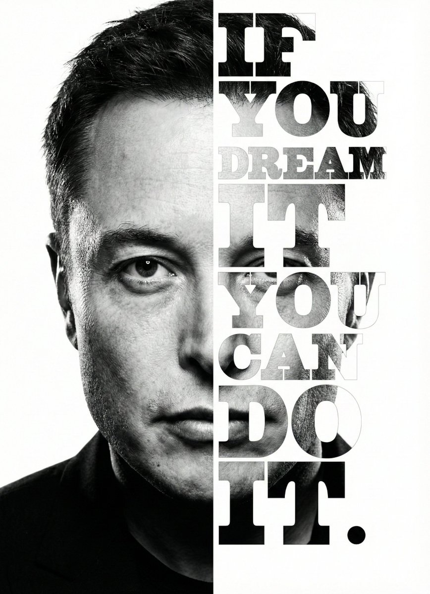 Elon Musk Typographic Split Portrait AI image template preview