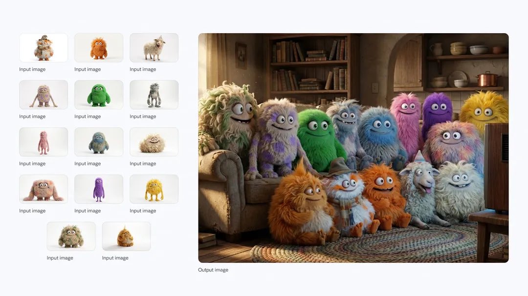 Cozy TV-watching group of fluffy characters AI image template preview
