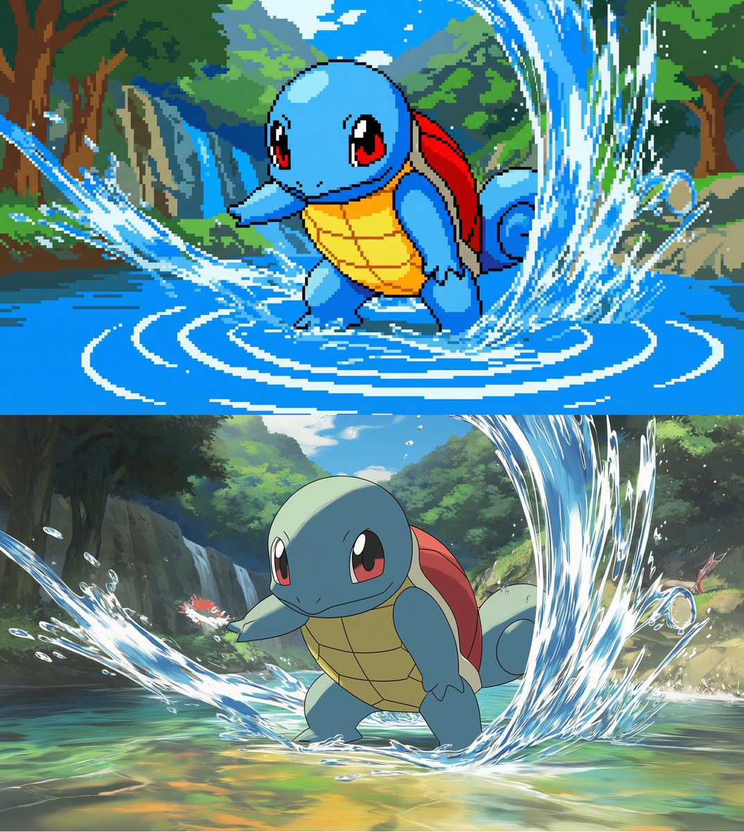 Convert scene to low-res pixel art AI image template preview
