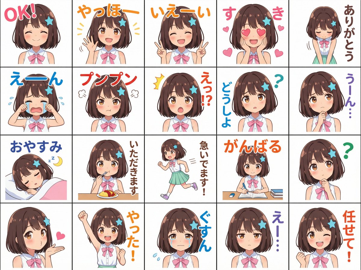 Messenger sticker set from attached person AI image template preview