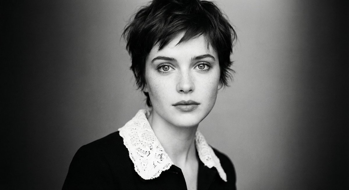 Monochrome cinematic portrait of young woman AI image template preview
