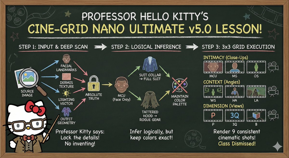 Informative Page Generation Prompt (Professor Hello Kitty) AI image template preview
