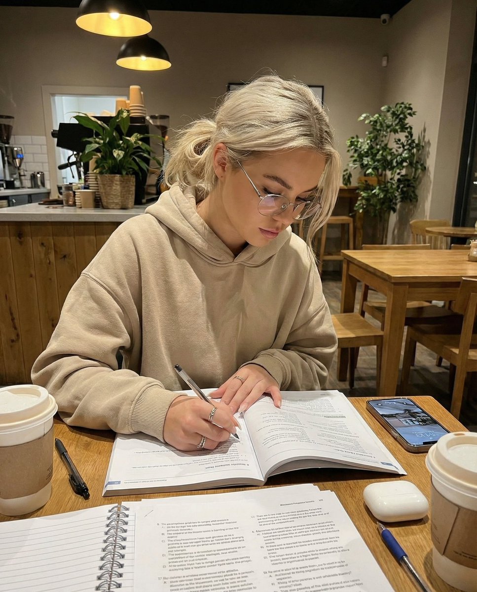 Cozy Cafe Study Session UGC Prompt AI image template preview