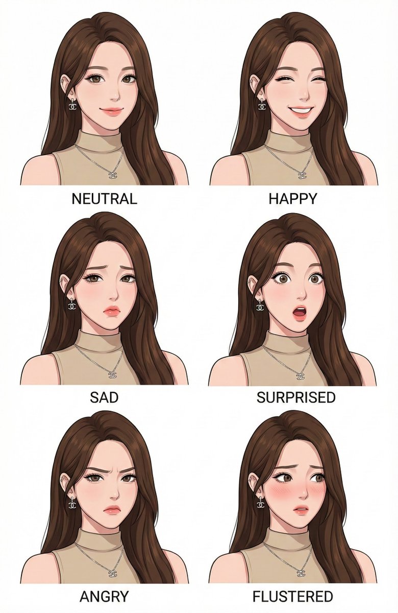 Character Design Expression Style Guide Prompt AI image template preview