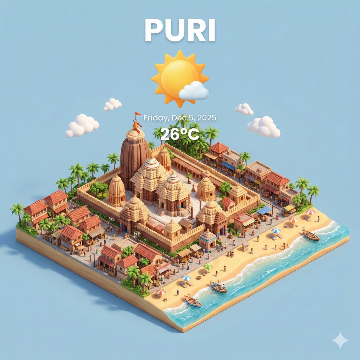 Miniature 3D City with Live Weather Prompt AI image template preview