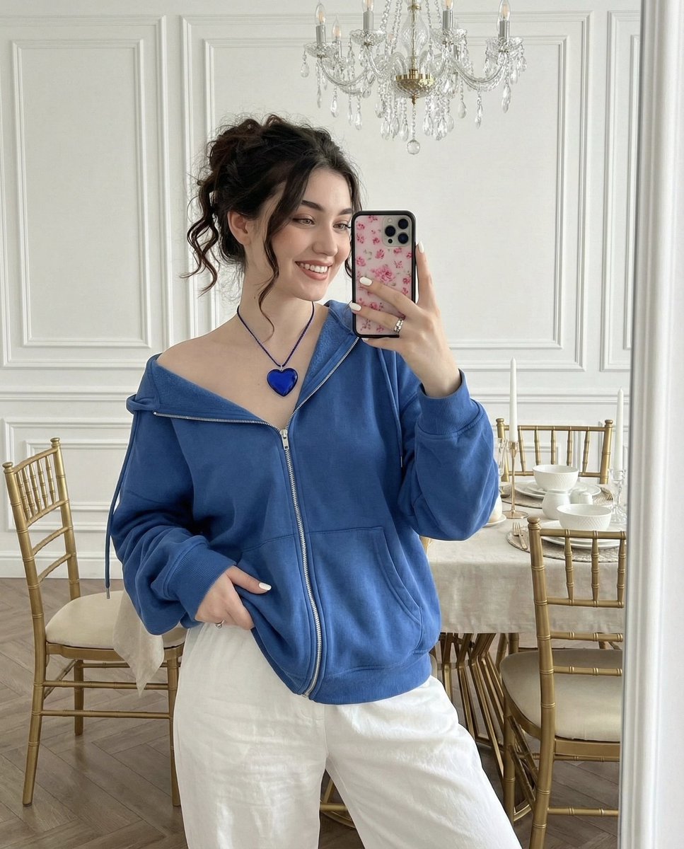 Glamorous Mirror Selfie in an Elegant Dining Room AI image template preview