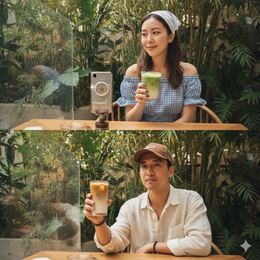 Hyper-Realistic Two-Panel iPhone Portrait Prompt AI image template preview