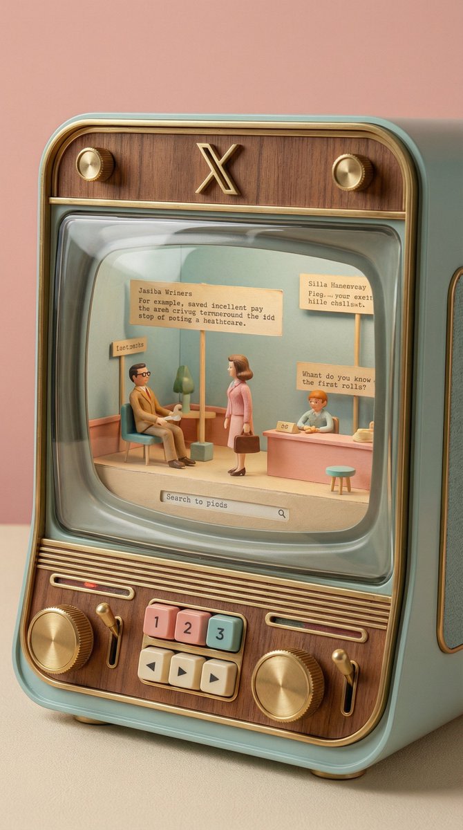 Wes Anderson-designed X App Mobile Interface AI image template preview