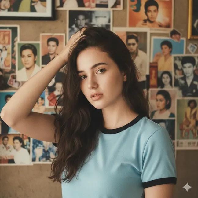 Vintage Portrait with Thai Celebrity Posters AI image template preview