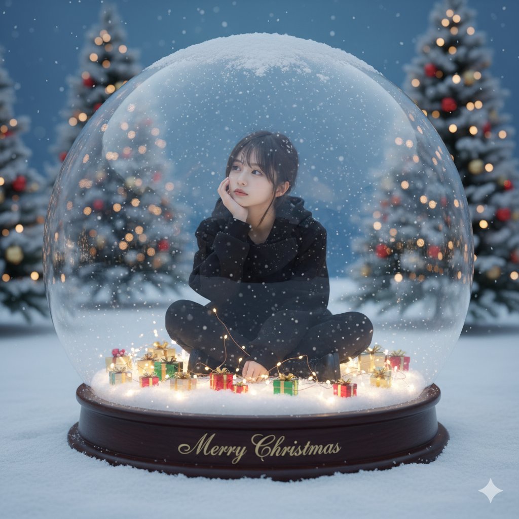 Snow Globe Christmas Scene Prompt AI image template preview