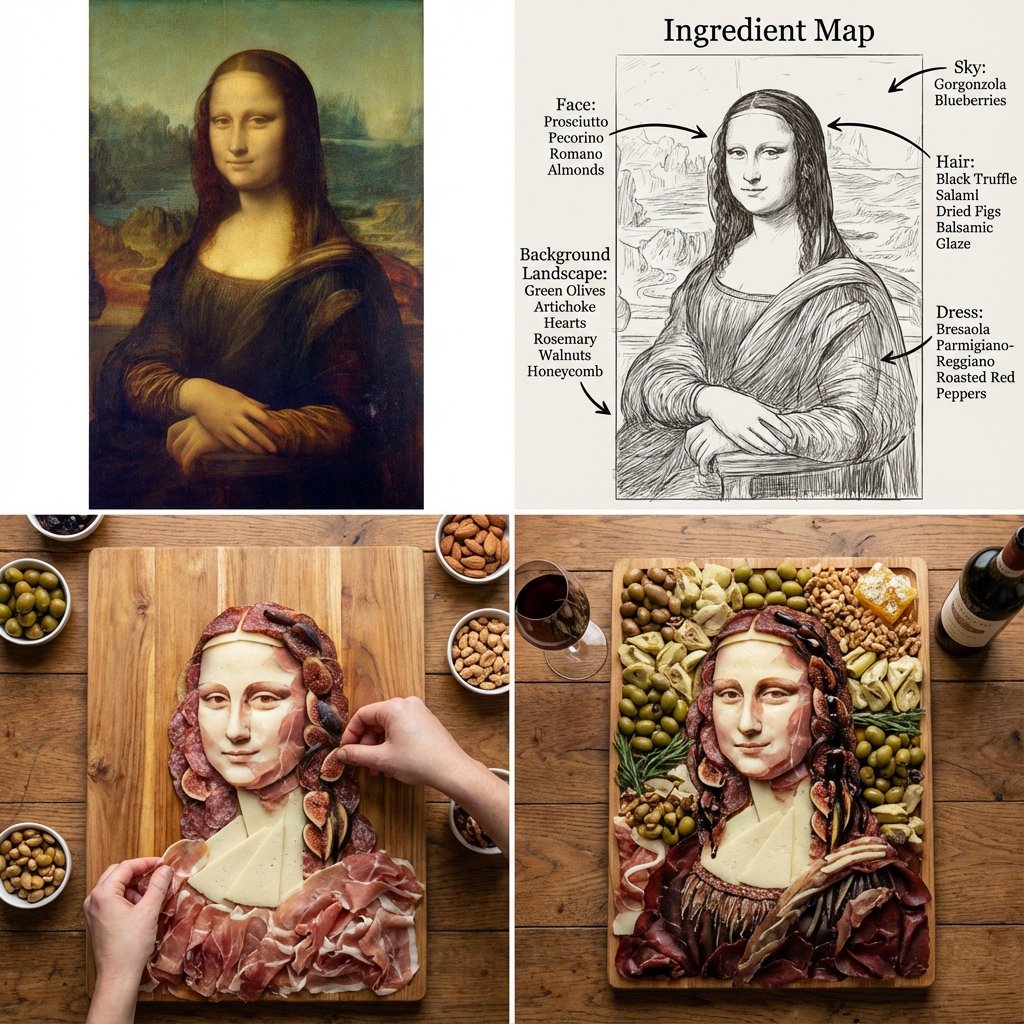 Masterpiece Painting Reimagined as a Charcuterie Platter AI image template preview
