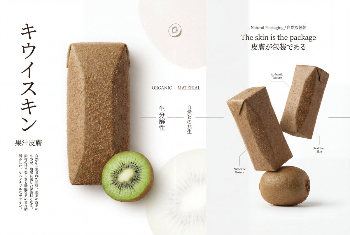 Premium Japanese-Style Kiwi Juice Skin Packaging Poster AI image template preview