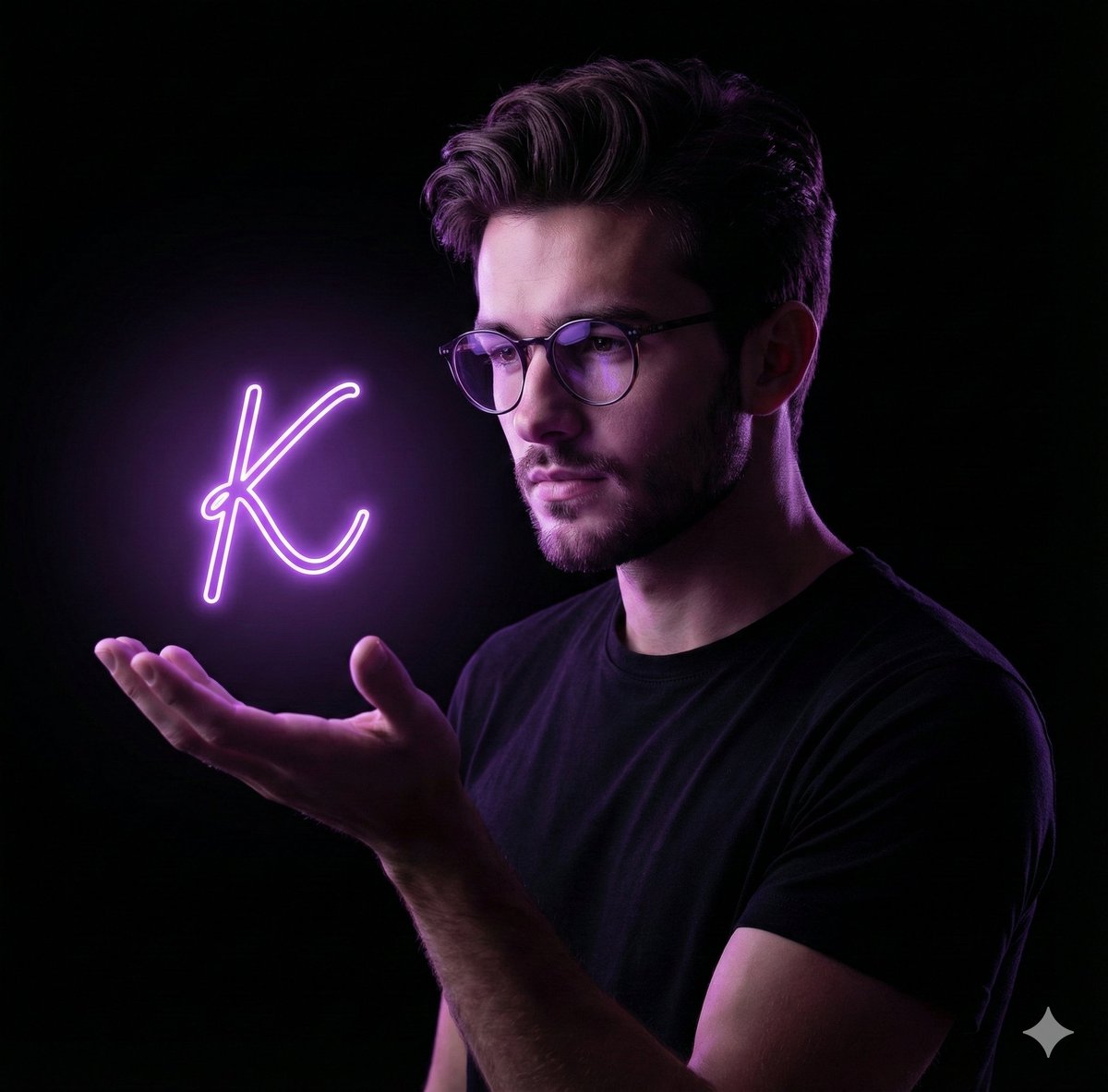 Dramatic Neon Hand-Lettering Portrait AI image template preview