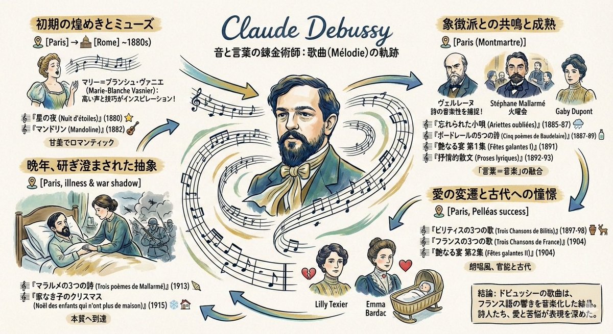 Generating a Graphic Record of Debussy's Songs AI image template preview