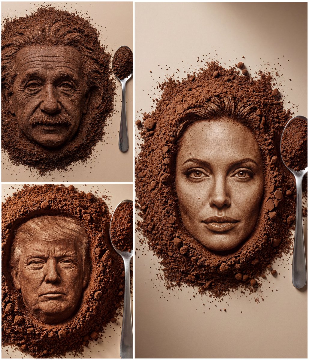 Hyper-Realistic Coffee Powder Face Impression AI image template preview