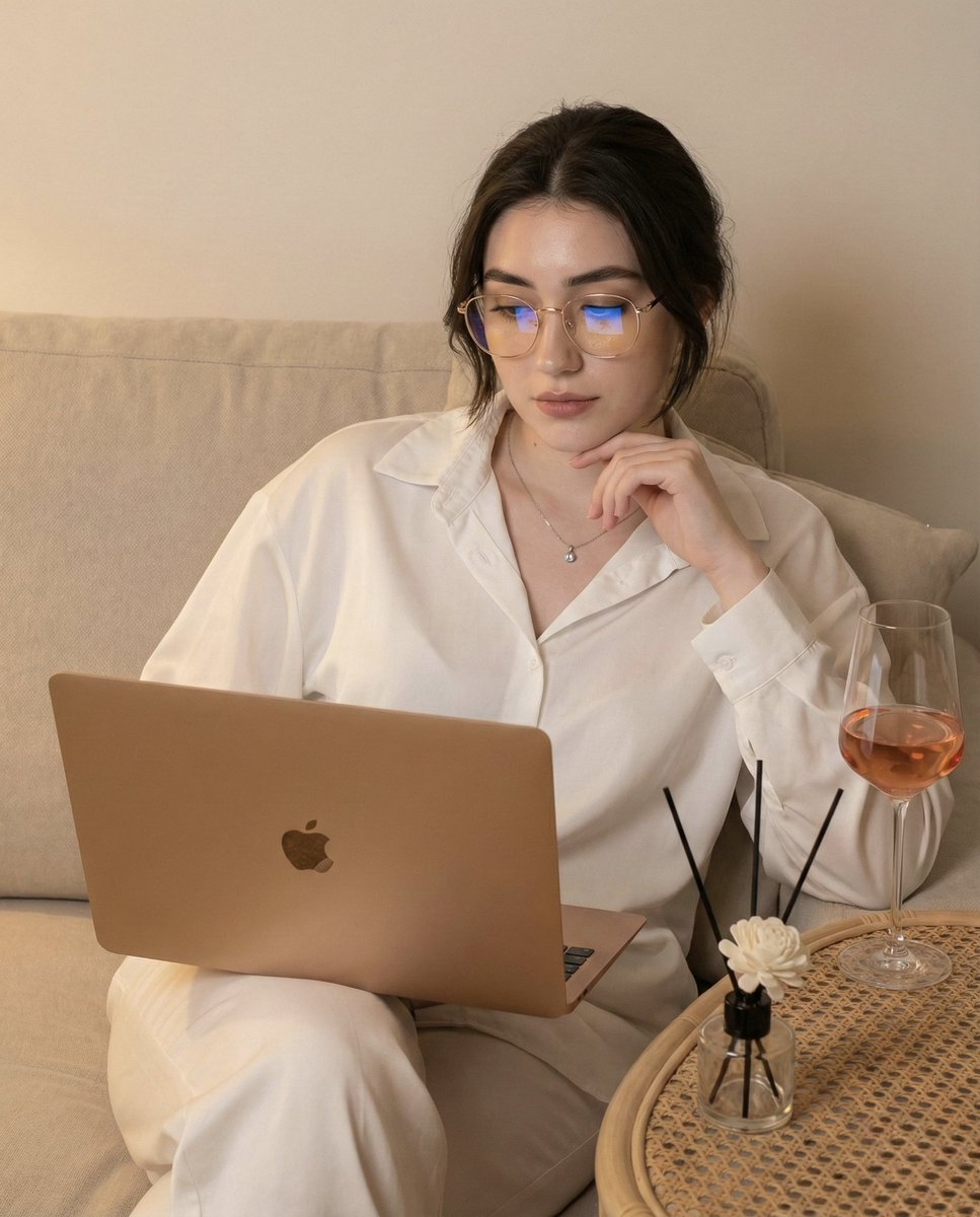 Candid Photo of Woman Working on Laptop Prompt AI image template preview