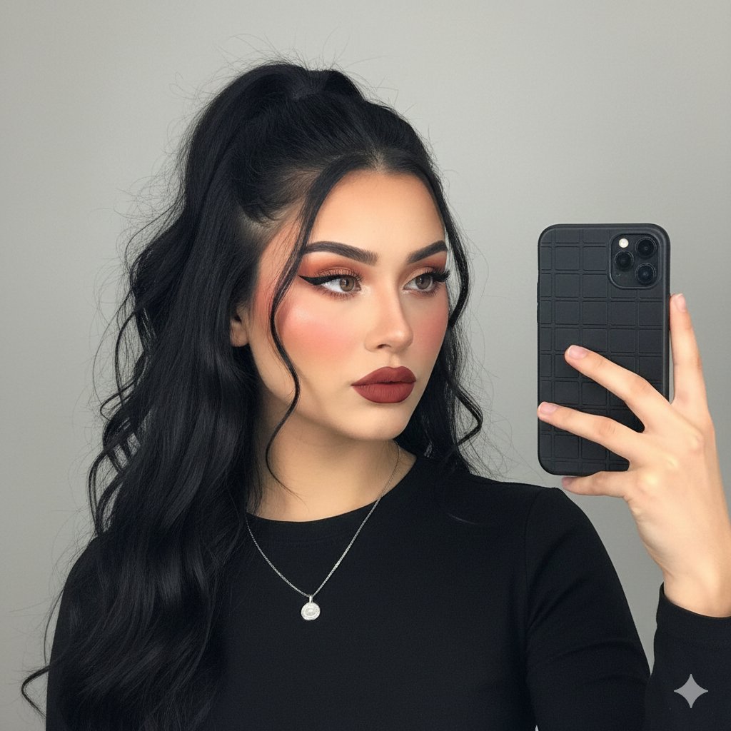 Modern Glam Mirror Selfie Portrait AI image template preview