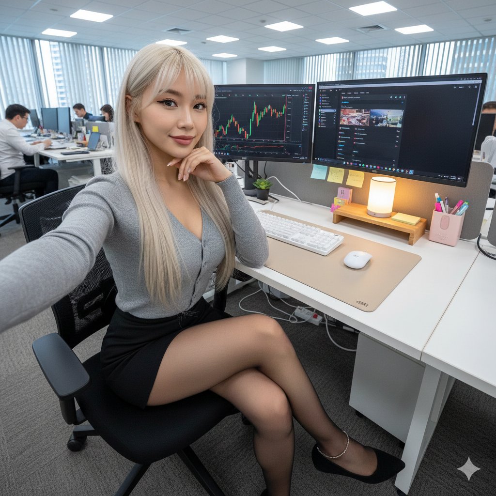 Corporate Office Trading Floor Selfie Prompt AI image template preview