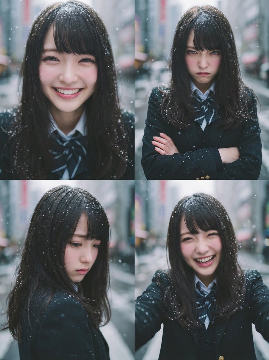 Four-Panel Emotion Grid Generator (Joy, Anger, Sadness, Fun) AI image template preview