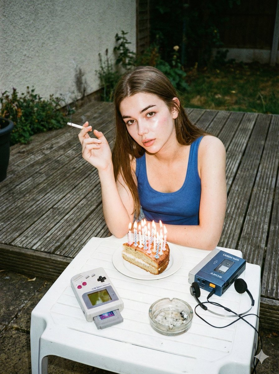 1980s Disposable Camera Birthday Portrait with Identity Lock AI image template preview