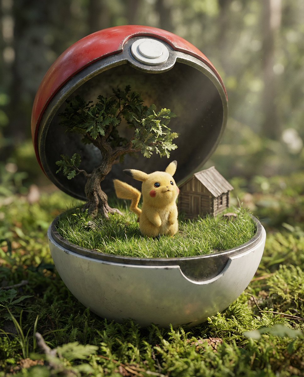 Miniature World Diorama Inside a Sphere AI image template preview
