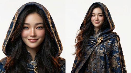 Side-by-Side Fantasy Character Design Sheet AI image template preview